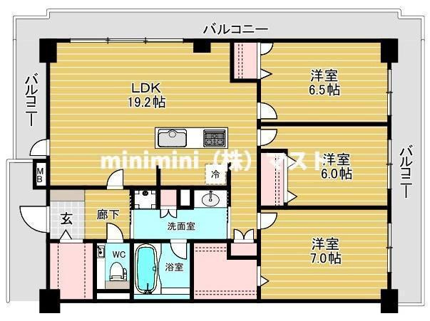 大阪市浪速区敷津東２丁目の賃貸マンションの間取り