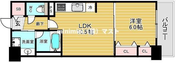 大阪市浪速区敷津東２丁目の賃貸マンションの間取り