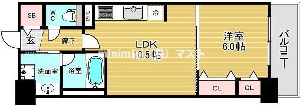 大阪市浪速区敷津東２丁目の賃貸マンションの間取り