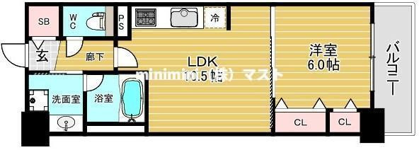大阪市浪速区敷津東２丁目の賃貸マンションの間取り