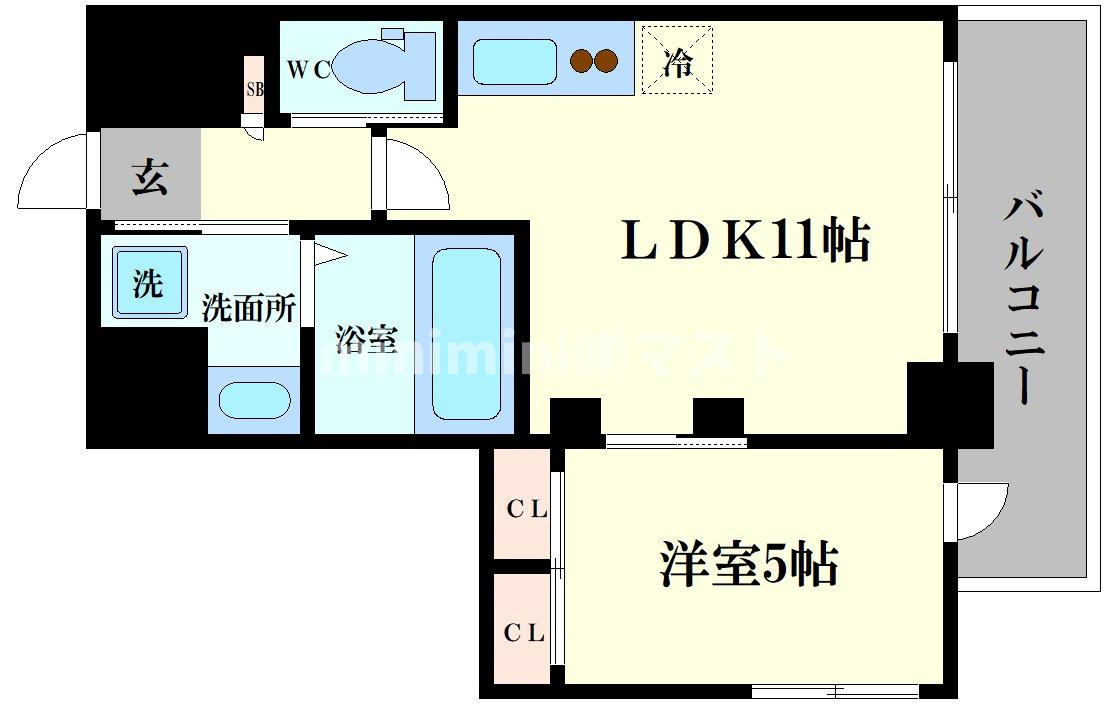 大阪市浪速区恵美須西１丁目の賃貸マンションの間取り