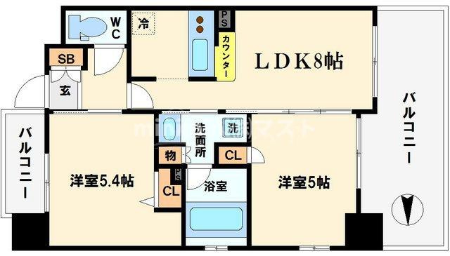大阪市浪速区幸町３丁目の賃貸マンションの間取り