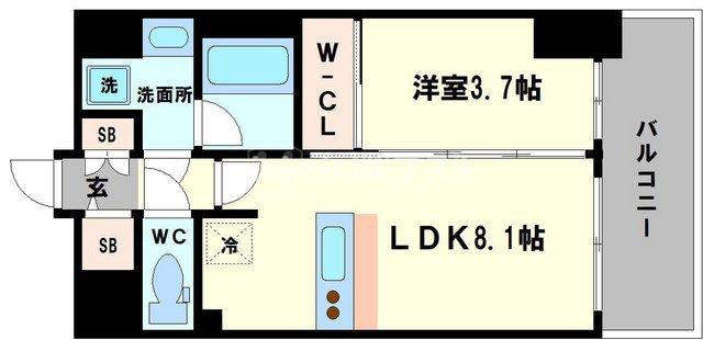 大阪市浪速区塩草１丁目の賃貸マンションの間取り