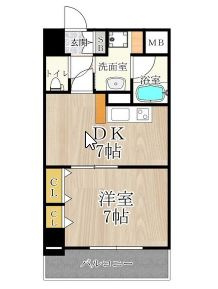 大阪市浪速区大国１丁目の賃貸マンションの間取り