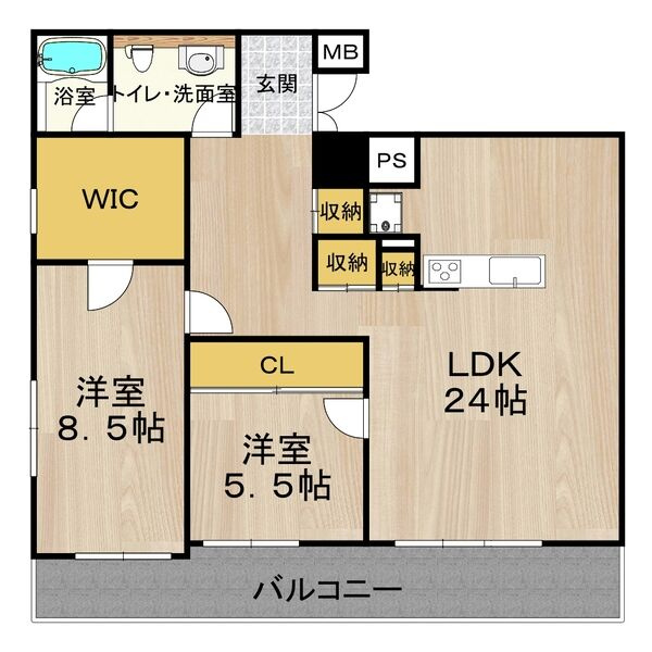 大阪市浪速区幸町２丁目の賃貸マンションの間取り