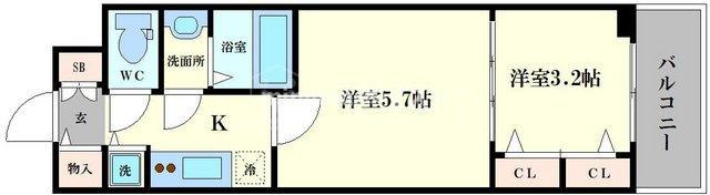 大阪市浪速区日本橋５丁目の賃貸マンションの間取り