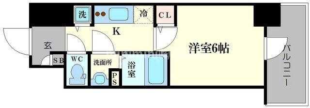 大阪市浪速区幸町１丁目の賃貸マンションの間取り|(参考)反転タイプ図面