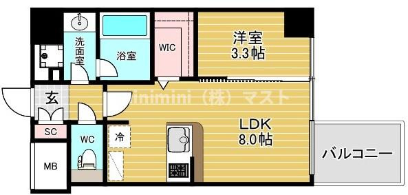 大阪市浪速区幸町２丁目の賃貸マンションの間取り