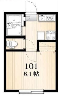 ＡＺＥＳＴ－ＲＥＮＴ一橋学園Ⅱ２０４号室　　　　　　　１００の間取り