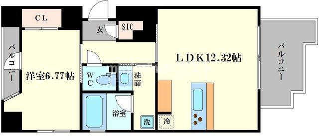 大阪市西区江戸堀３丁目の賃貸マンションの間取り