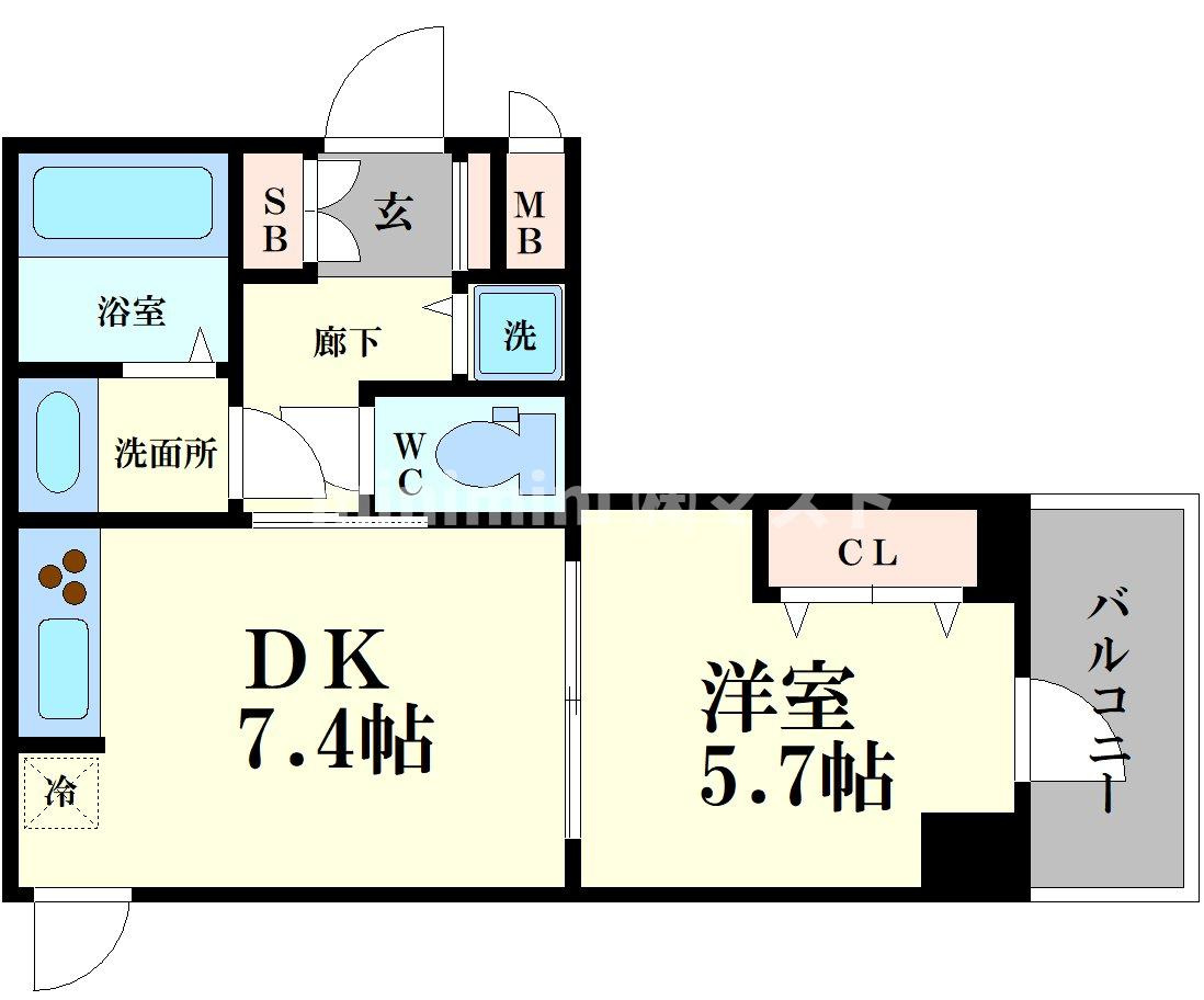 大阪市西区南堀江２丁目の賃貸マンションの間取り