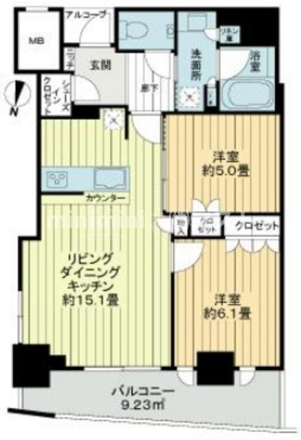 大阪市西区新町１丁目の賃貸マンションの間取り