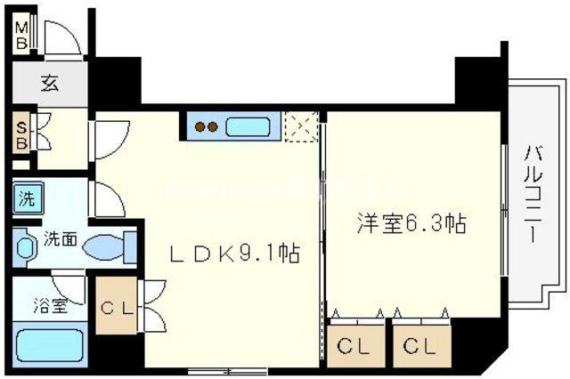 大阪市西区南堀江３丁目の賃貸マンションの間取り