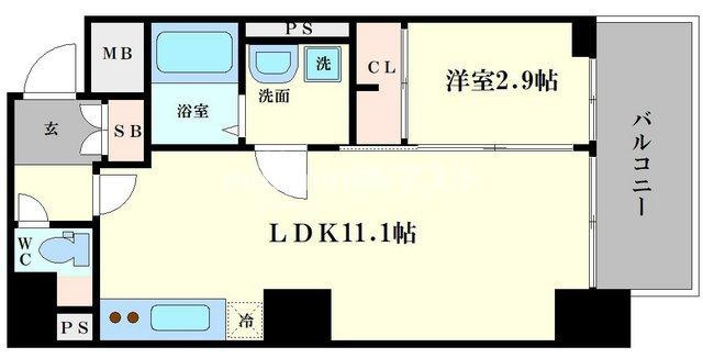 大阪市西区新町１丁目の賃貸マンションの間取り