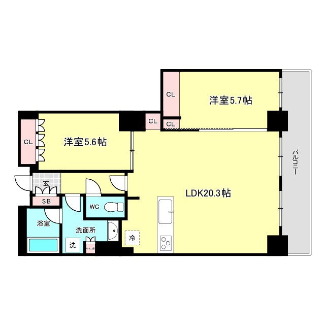 大阪市西区江之子島２丁目の賃貸マンションの間取り