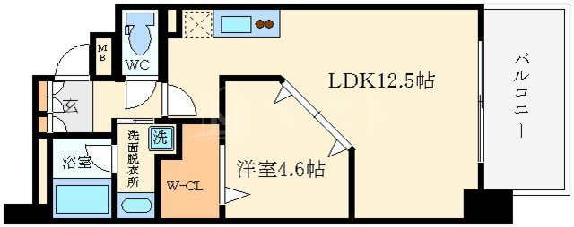 大阪市西区西本町２丁目の賃貸マンションの間取り