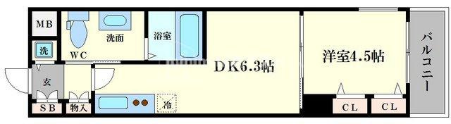 大阪市西区立売堀４丁目の賃貸マンションの間取り