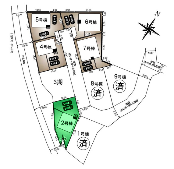 【区画図】 | クレイドルガーデン前橋市北代田町第10-2期ー② | ベルクまで徒歩8分！6ｍ公道に面した敷地！
中央前橋駅まで2.4Kmの生活便利な立地！