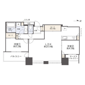 【間取り】 | クレヴィアタワー大阪本町 | 【間取り】24階東向き中部屋につき、眺望・日当たり・通風良好◎