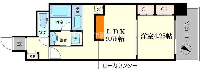 大阪市西区江戸堀３丁目の賃貸マンションの間取り