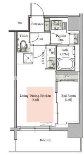大阪市西区新町４丁目の賃貸マンションの間取り