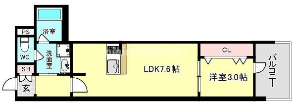 大阪市西区南堀江２丁目の賃貸マンションの間取り