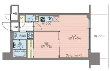 大阪市港区弁天３丁目の賃貸マンションの間取り