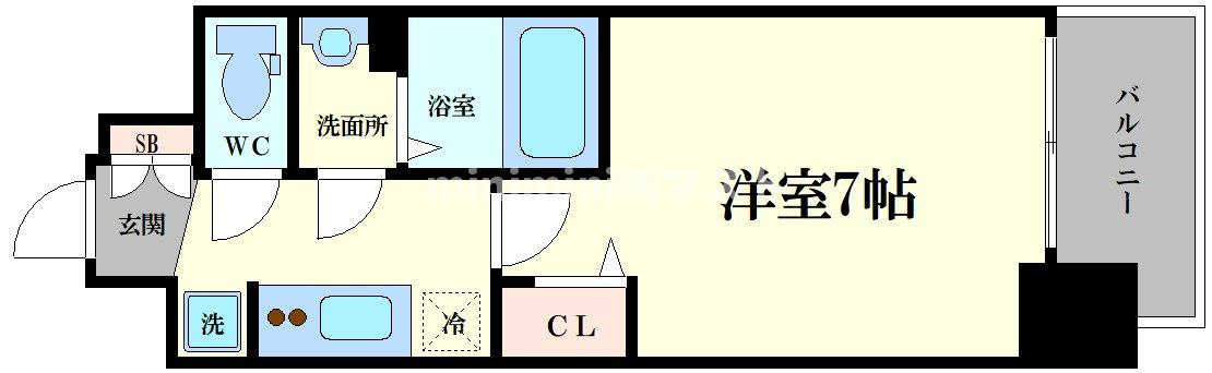 大阪市港区夕凪２丁目の賃貸マンションの間取り
