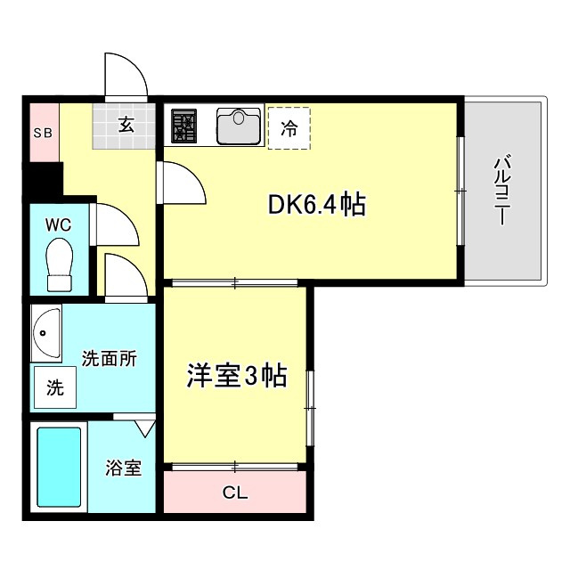 大阪市港区八幡屋３丁目のアパートの間取り