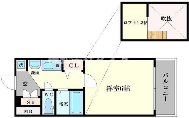 大阪市港区市岡元町１丁目の賃貸マンションの間取り
