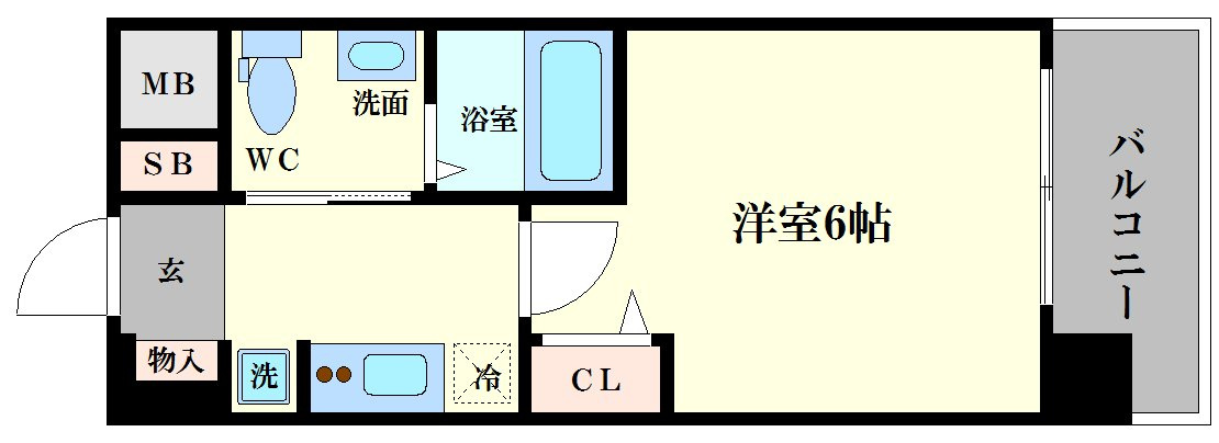 大阪市港区市岡元町１丁目の賃貸マンションの間取り