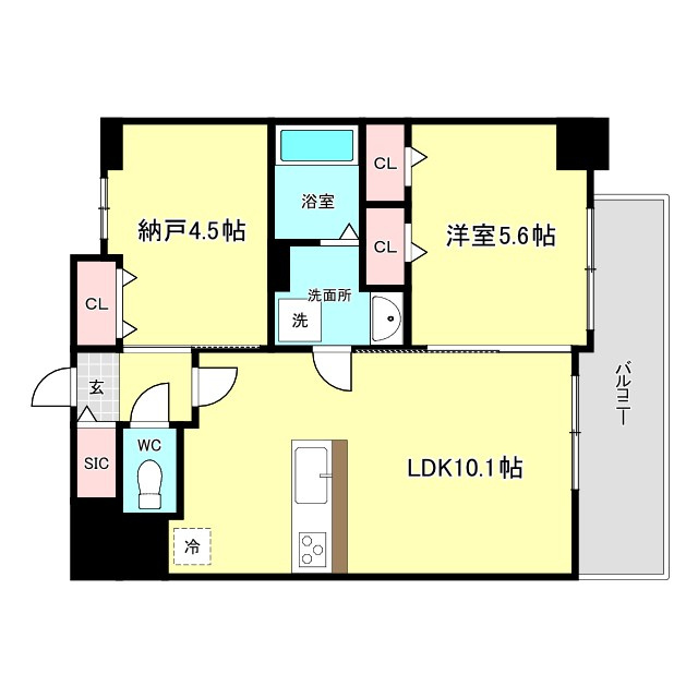 大阪市港区弁天５丁目の賃貸マンションの間取り