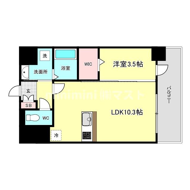大阪市港区弁天５丁目の賃貸マンションの間取り