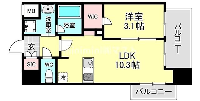 大阪市港区波除３丁目の賃貸マンションの間取り
