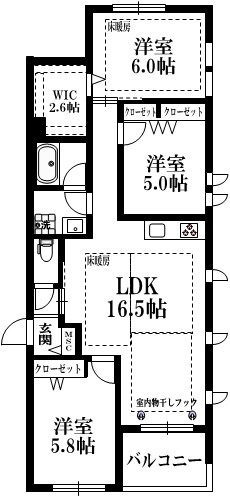 （仮称）矢来町メゾン　東棟の間取り