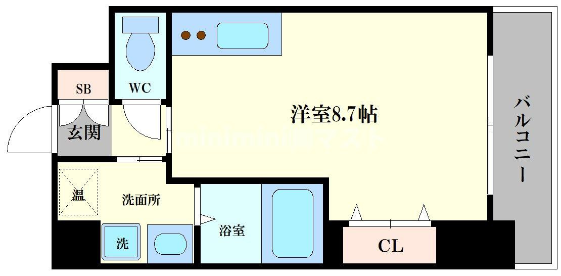 大阪市福島区吉野４丁目の賃貸マンションの間取り