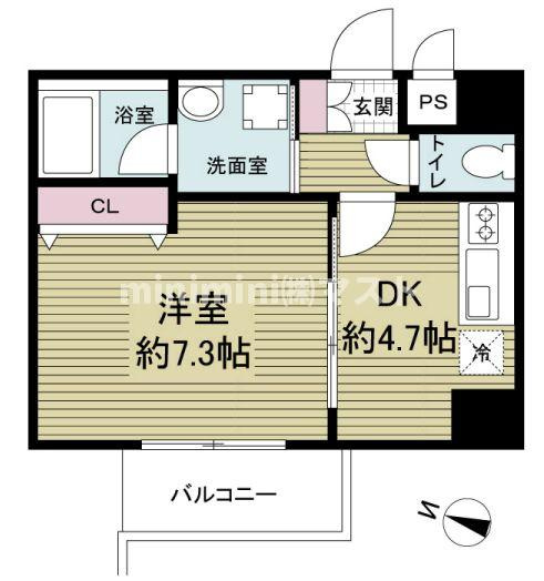 大阪市福島区福島６丁目の賃貸マンションの間取り