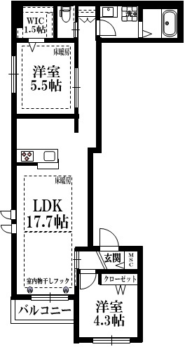（仮称）矢来町メゾン　東棟の間取り