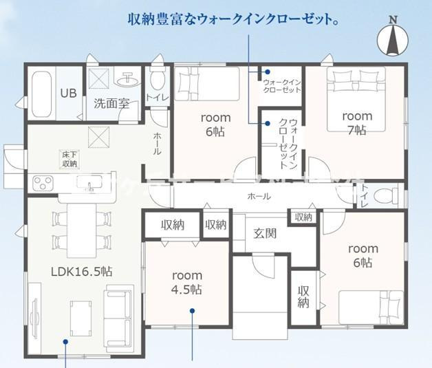 【間取り】 | 磐田市東平松 2期 新築建売 2号棟 | 効率的かつ暮らしのことをしっかり考えた間取りです