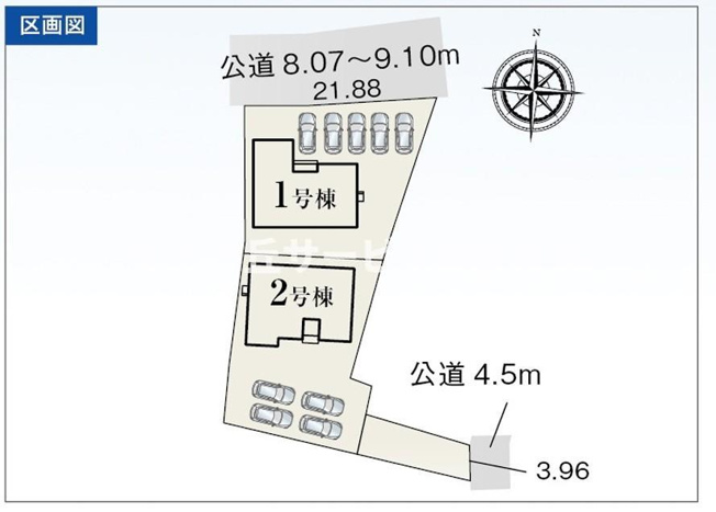 【区画図】 | 磐田市東平松 2期 新築建売 2号棟 | 2号棟の区画図です