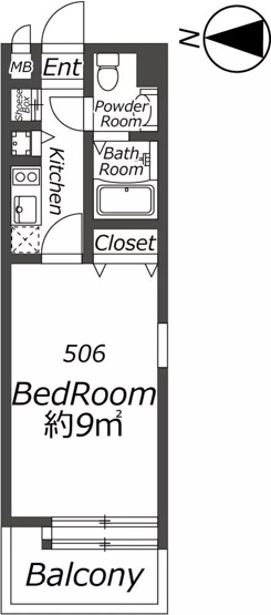 【間取り】 | AP1309 ダイナコートブロッサム天神南 506 | 




