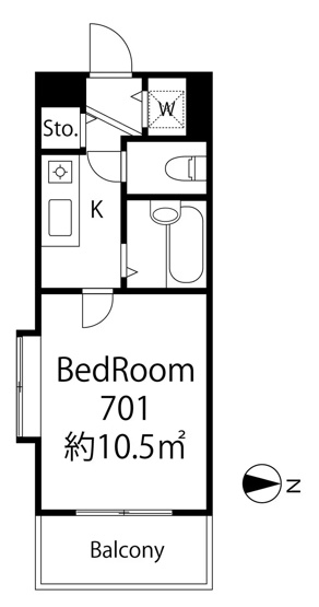 【間取り】 | AP1024 ヴィラ大濠 701 | 



