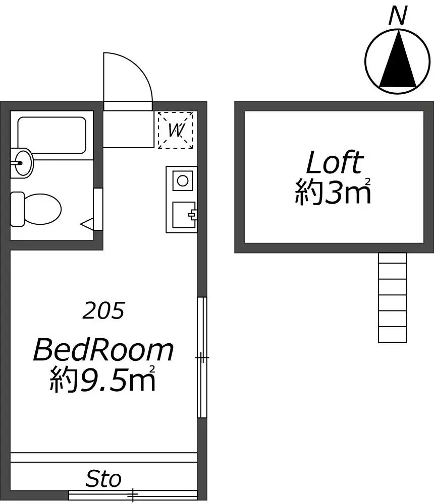 AP1208 富士見ハイツ 205の間取り|




