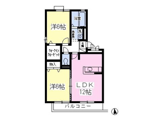 ウォークインクローゼットのある２ＬＤＫです。