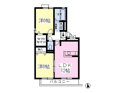 ウォークインクローゼットのある２ＬＤＫです。