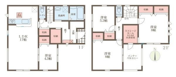 リーブルガーデン野垣内町 ３号棟 ／新築一戸建の間取り