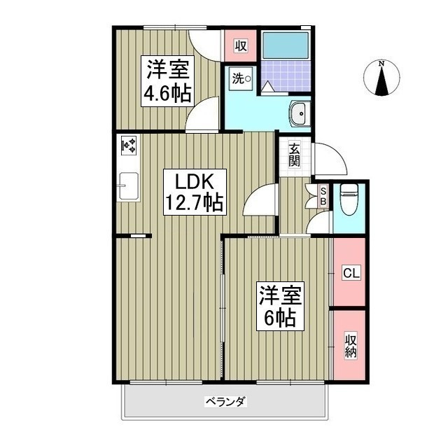 マロンハイツⅡCの間取り