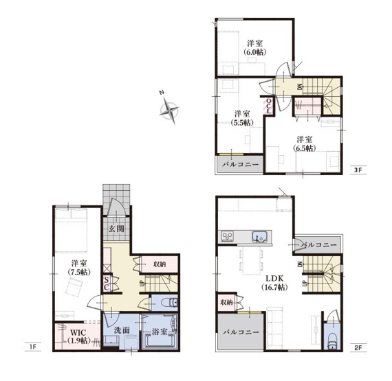 【間取り】 | 葵区水落町4期　新築戸建　全1棟 | 使い勝手の良い4LDK♪生活に合わせて使うお部屋を選べます♪