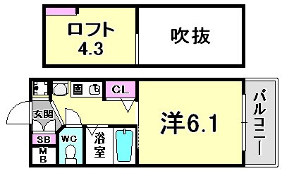 エステムコート三宮EASTポルトマーレの間取り|ロフト最高！