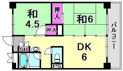 ビレッジハウス南清水タワー1号棟の間取り